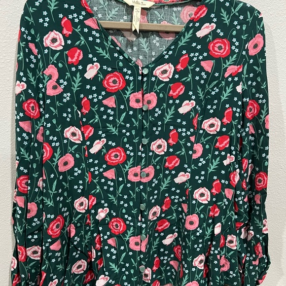Matilda Jane Yesteryear Green Floral Top, Size Large - Picture 3 of 7